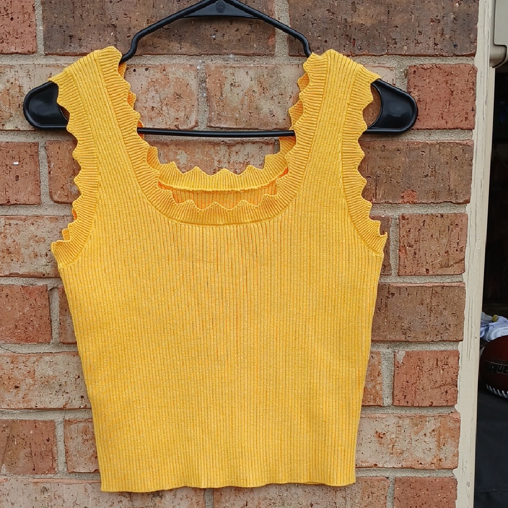 🤎Yellow Ribbed Sleeveless Top